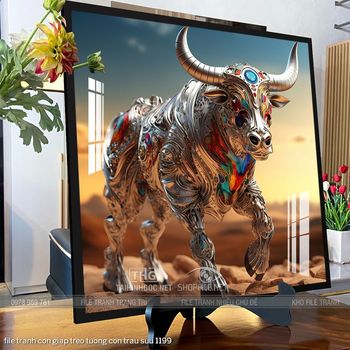 file tranh con giap treo tuong con trau suu 1199