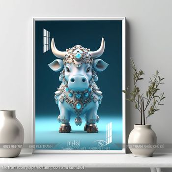 file tranh con giap treo tuong con trau suu 1201