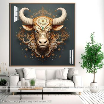 file tranh con giap treo tuong con trau suu 1202