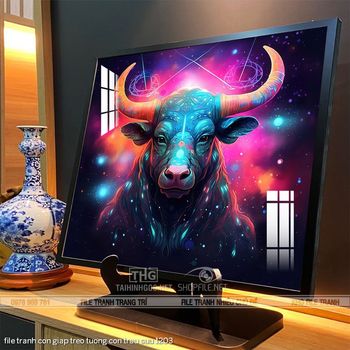 file tranh con giap treo tuong con trau suu 1203