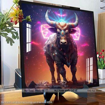 file tranh con giap treo tuong con trau suu 1204