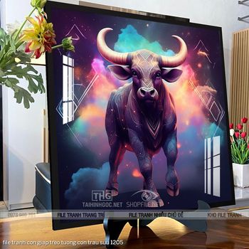 file tranh con giap treo tuong con trau suu 1205