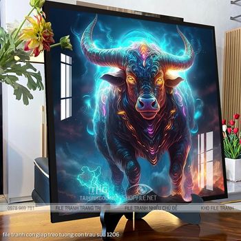 file tranh con giap treo tuong con trau suu 1206