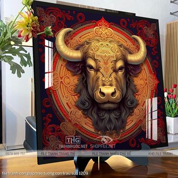 file tranh con giap treo tuong con trau suu 1209