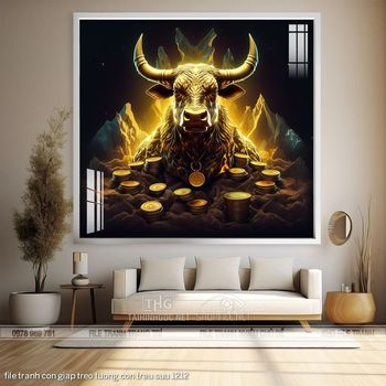 file tranh con giap treo tuong con trau suu 1212