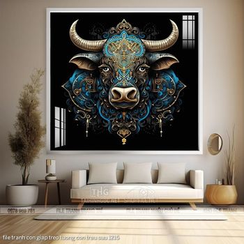 file tranh con giap treo tuong con trau suu 1215