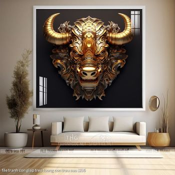 file tranh con giap treo tuong con trau suu 1216