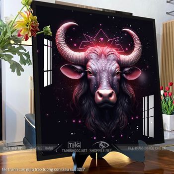 file tranh con giap treo tuong con trau suu 1217