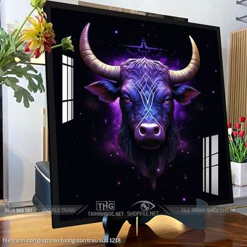 file tranh con giap treo tuong con trau suu 1218