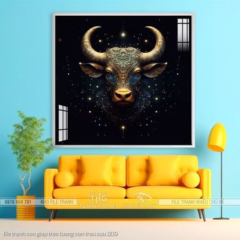 file tranh con giap treo tuong con trau suu 1219