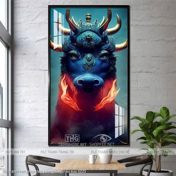 file tranh con giap treo tuong con trau suu 1221