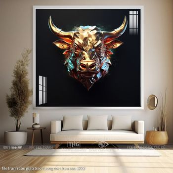 file tranh con giap treo tuong con trau suu 1222