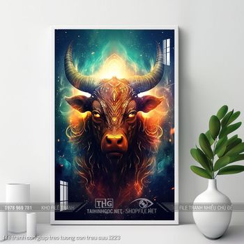 file tranh con giap treo tuong con trau suu 1223