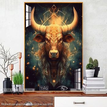 file tranh con giap treo tuong con trau suu 1224