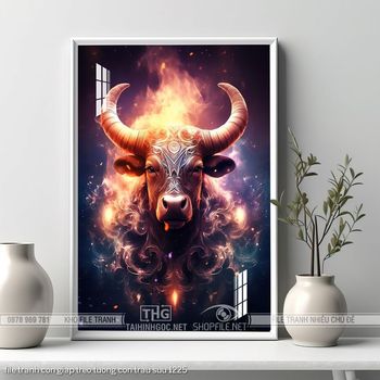 file tranh con giap treo tuong con trau suu 1225