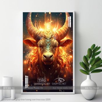 file tranh con giap treo tuong con trau suu 1226