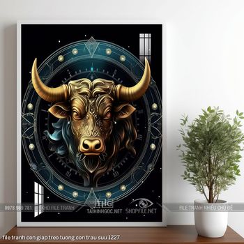 file tranh con giap treo tuong con trau suu 1227