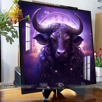 file tranh con giap treo tuong con trau suu 1229