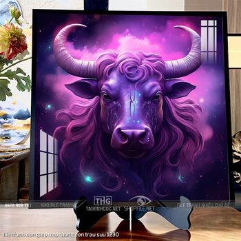 file tranh con giap treo tuong con trau suu 1230