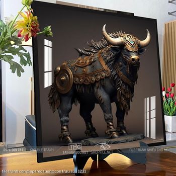 file tranh con giap treo tuong con trau suu 1231