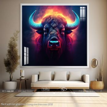 file tranh con giap treo tuong con trau suu 1232