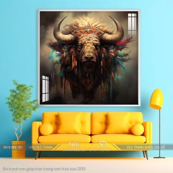 file tranh con giap treo tuong con trau suu 1233