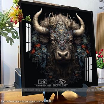 file tranh con giap treo tuong con trau suu 1234