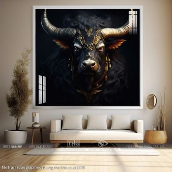 file tranh con giap treo tuong con trau suu 1236