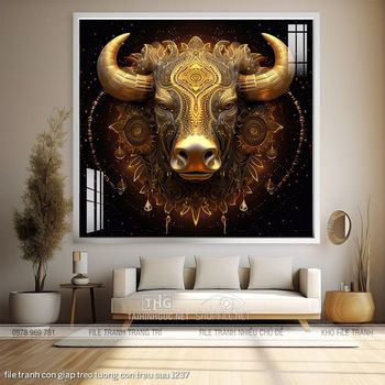 file tranh con giap treo tuong con trau suu 1237