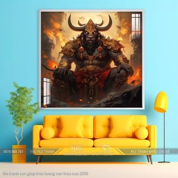 file tranh con giap treo tuong con trau suu 1239