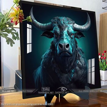 file tranh con giap treo tuong con trau suu 1240