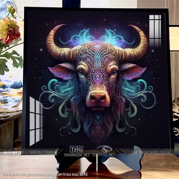 file tranh con giap treo tuong con trau suu 1241