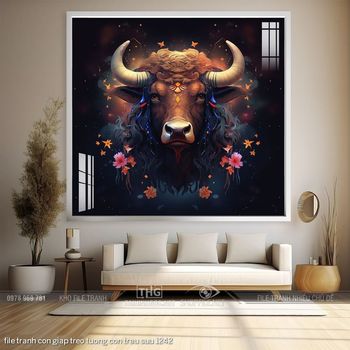 file tranh con giap treo tuong con trau suu 1242