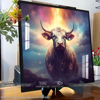 file tranh con giap treo tuong con trau suu 1246