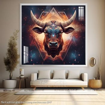 file tranh con giap treo tuong con trau suu 1247