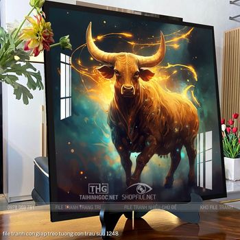 file tranh con giap treo tuong con trau suu 1248