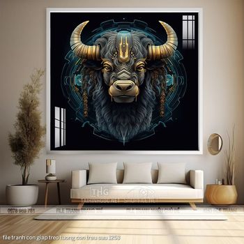 file tranh con giap treo tuong con trau suu 1253