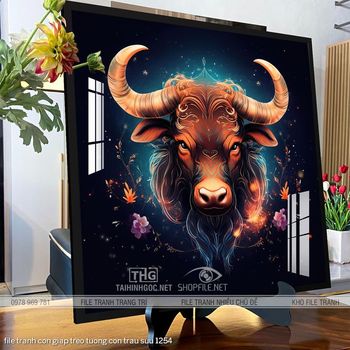 file tranh con giap treo tuong con trau suu 1254