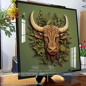 file tranh con giap treo tuong con trau suu 1262