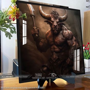 file tranh con giap treo tuong con trau suu 1263