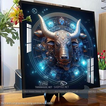 file tranh con giap treo tuong con trau suu 1265