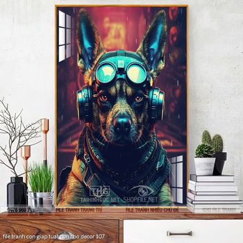 file tranh con giap tuat con cho decor 107