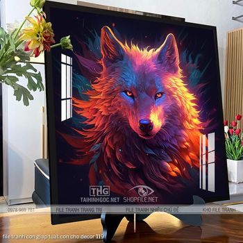 file tranh con giap tuat con cho decor 119