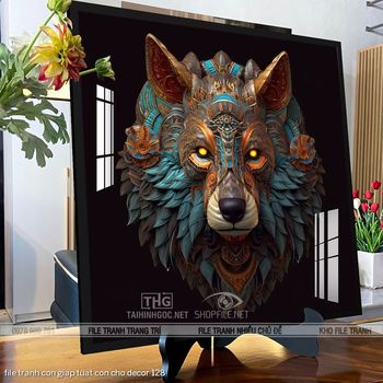 file tranh con giap tuat con cho decor 128