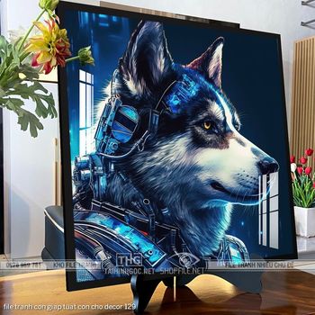 file tranh con giap tuat con cho decor 129