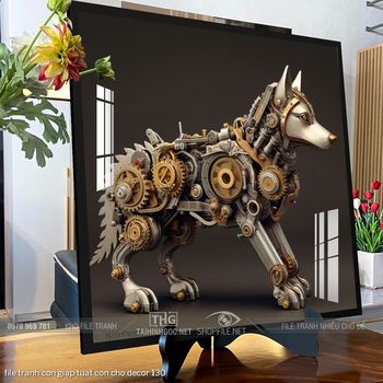 file tranh con giap tuat con cho decor 130