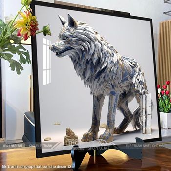 file tranh con giap tuat con cho decor 135