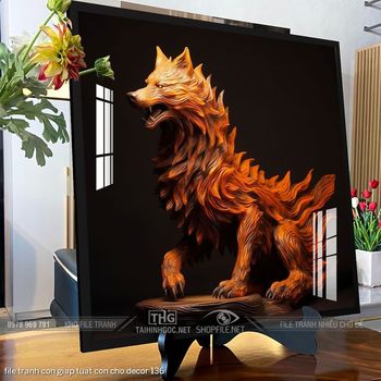 file tranh con giap tuat con cho decor 136