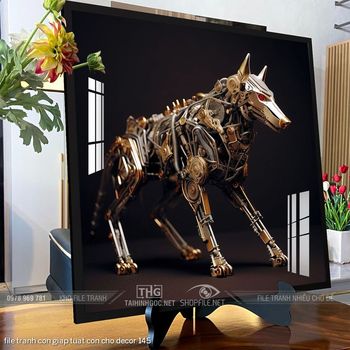 file tranh con giap tuat con cho decor 145