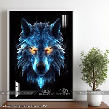 file tranh con giap tuat con cho decor 150